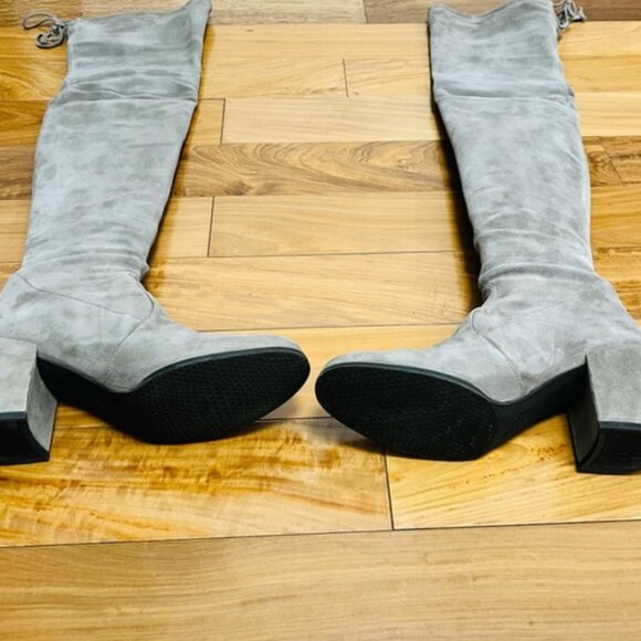 Stuart Weitzman Highland The Knee Boot Suede Grey Taupe Size 8.5 - Picture 5 of 7